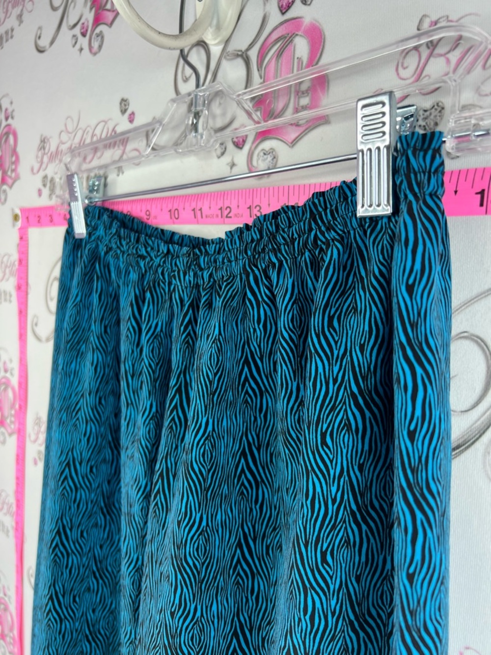 Pants wide leg psychedelic groovy Teal Patterned Wide-Leg Pants - Picture 5 of 7